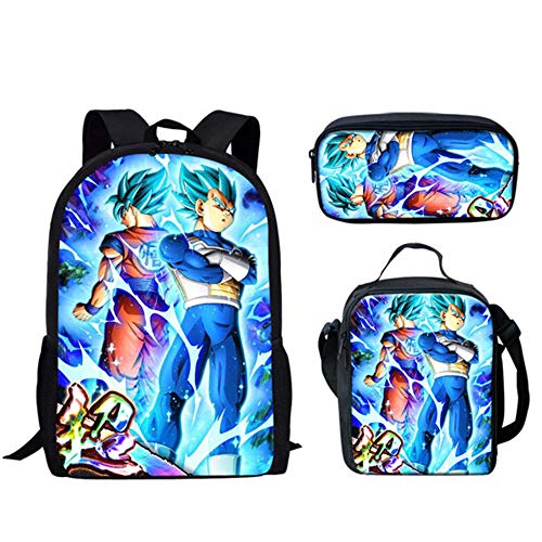 Anime Dragon Ball Z Bolso de Hombro Mochila Escolar Son Goku con Caja de Almuerzo  Juego