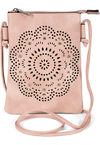 Nobile borsa a tracolla piccola con motivo di taglio laser a forma di fiore decorato con strass