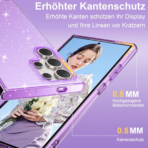Coque paillettes Samsung S24 Ultra violette antichoc durable