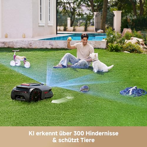 MOVA LiDAX Ultra 1600 Mähroboter ohne Begrenzungskabel mit 4G, Empf. 1600 m², ohne RTK & automatische Kartenerstellung per 3D-LiDAR mit 360° & AI Vision, 5 cm Kantenschnitt, U-Form-Wegeplanung 4