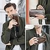 CONTACTS Men's Genuine Leather Clutch Business Travel Double Zip Around Purse 6 Interlayer Vintage Long Wallet with Wrist Wrap (Coffee2.0) #1