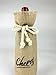 OYAMIHUI Wine Bottle Bag Set, Cheers and Clinking Glasses, Burlap, Brown, One Size, 2 x Gift Bag, Anniversary, Cocktail Party