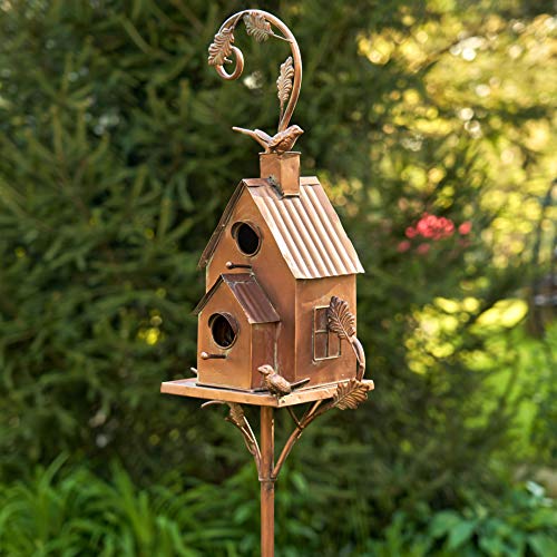 Zaer Ltd. Copper Colored Multi-Birdhouse Stakes, Room For 2 Bird Families In Each (Classic Home) #TOP7