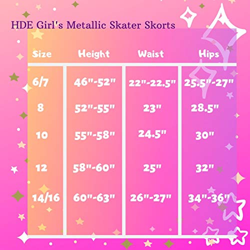 Image of HDE Girl's Metallic Skater Skort Dance Athletic Shiny Holographic Scooter Skirt