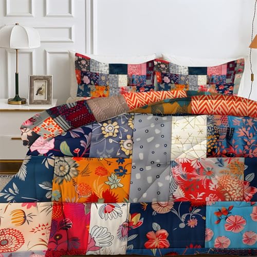Couette réversible patchwork fleuri pour réchauffer vos nuits de mi-saison en duo - 2