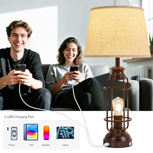 Lámpara de mesa set 2, 28" dimmable con USB miniatura 5
