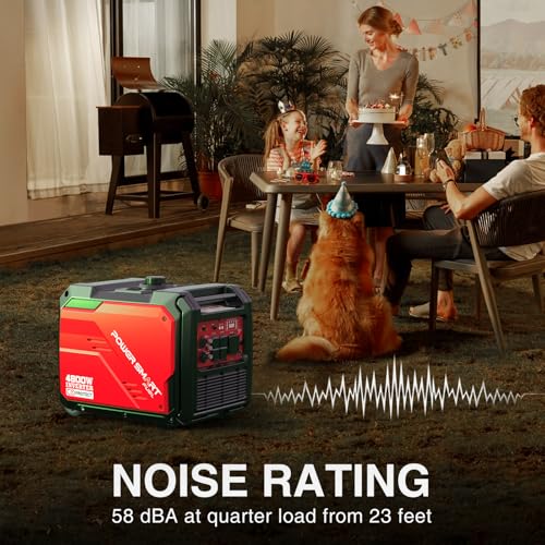 PowerSmart 4800-Watt Portable Inverter Generator Gas Powered with Wheels Handle Kit, CO Protect, Quiet, 30 Amp for RV-Ready, Camping - Image 7