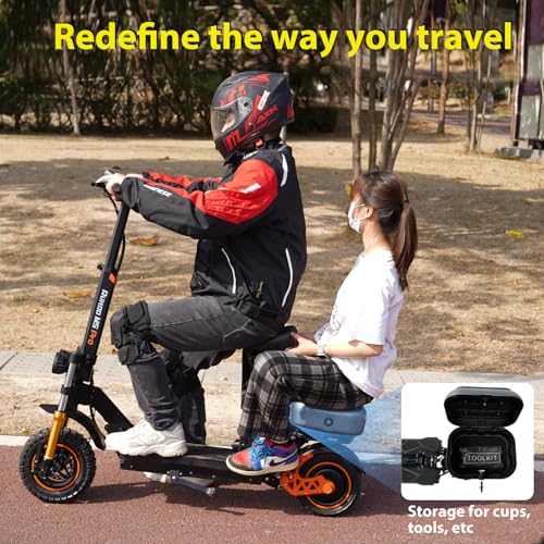 Image of Electric Scooter Adults 1600 W Motor 50 Miles Long Range & 40 MPH Top Speed 10 inch Off Road Tire Folding E-Scooter 48V 27AH Battery Kick Scooter with Detachable Seat for Commuter Outdoor