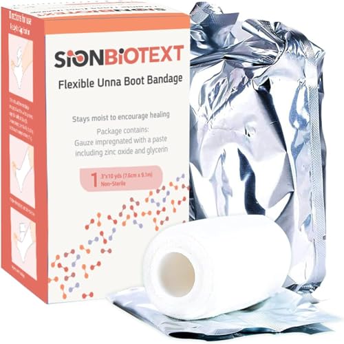 Sion Biotext Unna Boot with Zinc Flexible Compression Bandage Maintain Moist Healing Environment Medical Dressing Wrap Gauze - EMS First Aid Supplies - 3 Inches X 30 Foot Roll