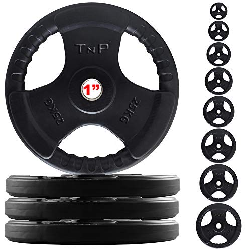TnP Distribution Standard 1" TriGrip Weight Plates Rubber Coated Cast Iron Weights Plate Set  Tri Grip Radial  1.25kg 2.5kg 5kg 10kg 15kg 20kg 25kg TriGrip Disc (5KG Quad)