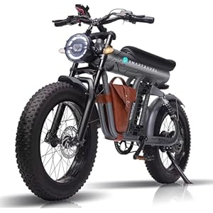 SMARTRAVEL Ebike with 1200W Brushless Motor,Removable 48V 20Ah Battery,UP to 32MPH,Electric Mountain Bike with 20″ Fat Tire with Front/Rear Turn Signals for Men Women,Travel Bag