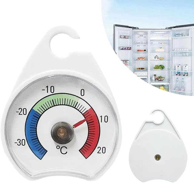 Refrigerator Thermometer, -30~30°C/-20~80°F Indicator Thermometer, Classic Fridge Thermometer Large Dial with Red Indicator Thermometer for Freezer Cooler with Hanging Hook