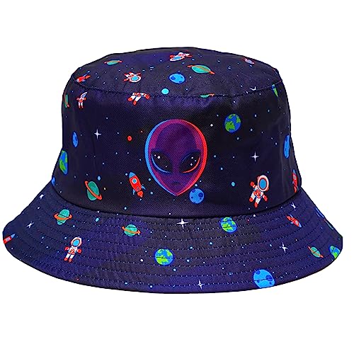 Alien Rave Bucket Hat for Women & Men - Cute Bucket Hats - Festival Halloween Hat - Adjustable, Comfortable and 50+ SPF Protection Rave Accessories for Adults, Teens and Kids
