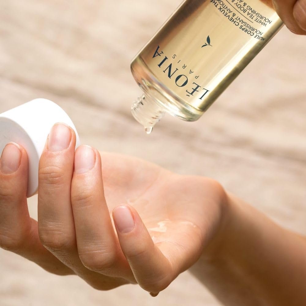 LÉONIA L'Huile Corps et Cheveux Thé Blanc - Nourrissant, Anti-âge, Antioxydant - Certifiée BIO et Vegan - 100ml
