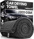 EVEO Car Drying Towel - (1300 GSM) XL Drying Towels Car Detailing - Car Microfiber Towel (36'x24') Microfiber Drying Towels for Cars Towels Drying, Car Wash Towels, No Scratch, Ultra Absorbent - Grey