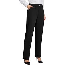 DLOODA Womens Dress Pants High Waisted Stretchy Straight Leg Work Pants Office Business Casual Slacks with Pockets