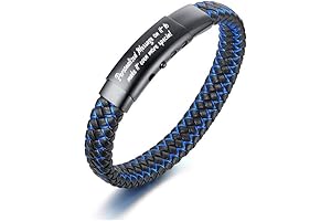 Personalized Inspirational Mantra Engraved Men's Braided Leather Cuff Bracelet