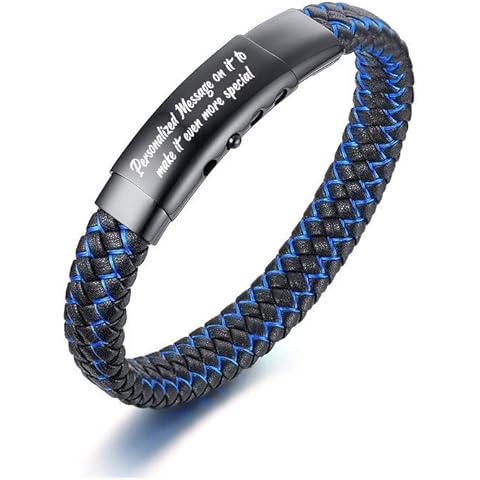 VNOX Men's Inspirational Mantra Engarved Handmade Braided Leather Adjustable Cuff Bangle Bracelet Encouragement Motivational Gift for Men