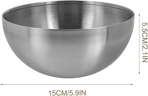 Miniatura 5 de Hemoton 2 cuencos de acero inoxidable para mezclar, cuencos gruesos para servir alimentos para cocinar, hornear, preparar, (plateado, 6 pulgadas)