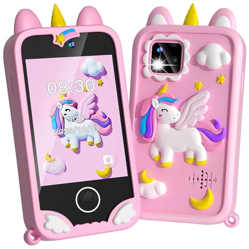 Kids Phone - Toddler Girl Toys for Age 3-10, Christmas Birthday Gifts for Girls, 2.8" Touchscreen Kids Smart Phone with Dual Cameras, Games, Music Player, 32GB Card, Toddler Learning Toys Cell Phone