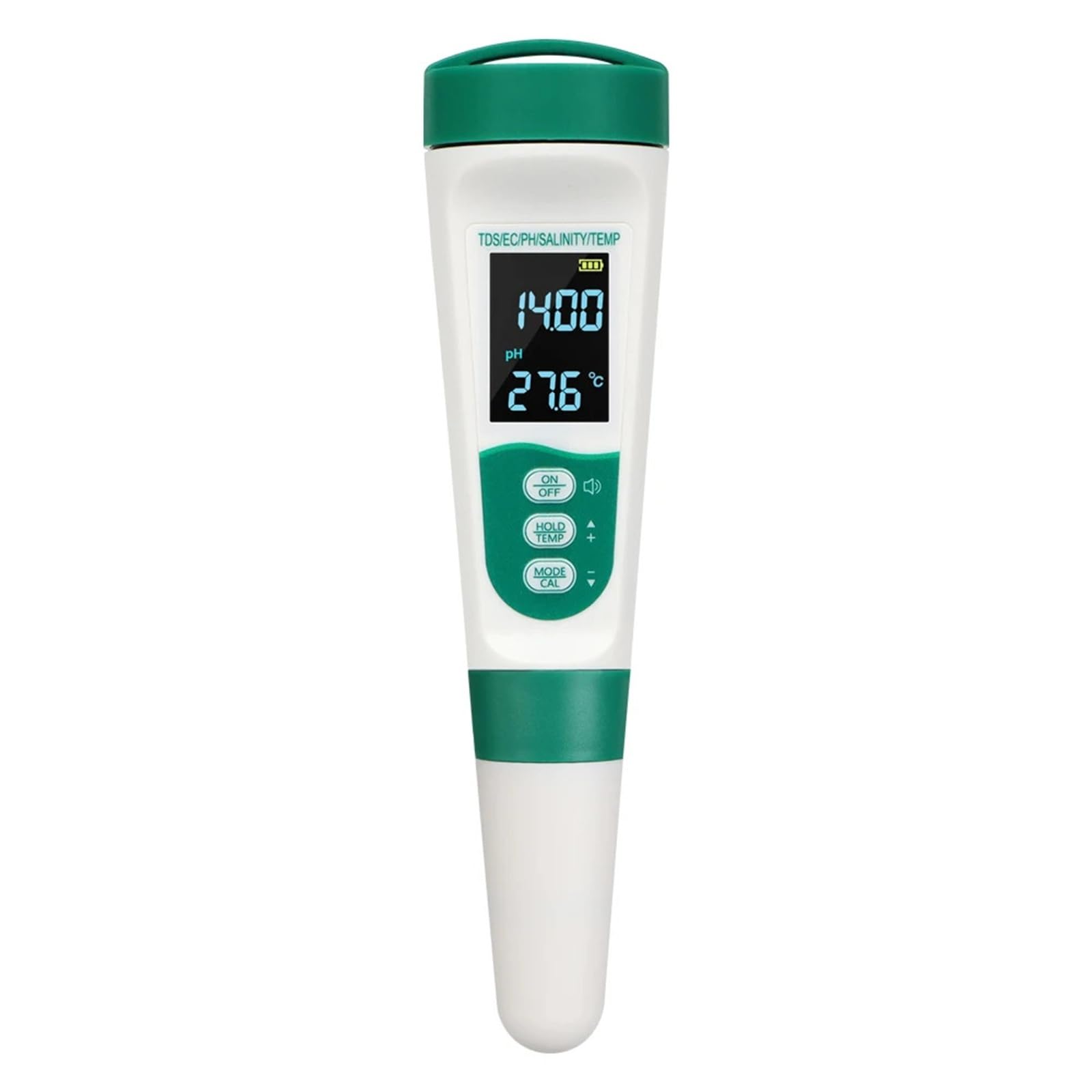 Digital pH Meter, 5 in 1 PH Meter Temperature TDS EC Salinity Meter Rechargeable Digital Water Quality Monitor Salt Tester for Aquarium Pools