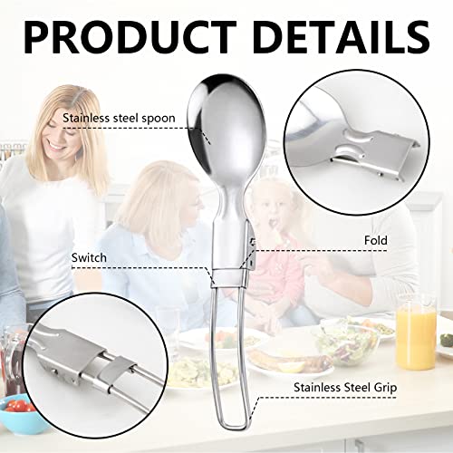 Kitchenmade 4 Pack Reusable Flatware Sets Knife, Fork, Spoon, Chopsticks, Stainless Steel Folding Utensil Set & Nylon Storage Bag ，Ultralight Utensils For Backpacking/Hiking/Camping #TOP5