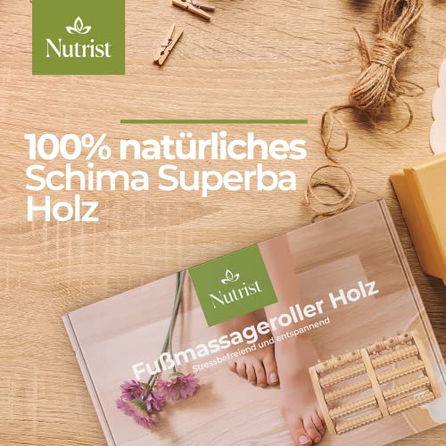 Nutrist® Fußmassageroller Holz zur Stressreduzierung und Entspannung mit. Fußreflexzonenkarte | Fußmassage einfach für Zuhause | Fußreflexzonenmassage Gerät - Image 6