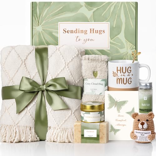 Sympathy Gift Baskets for Loss of Loved One - Bereavement Grief Condolences Gifts for Loss of Mother Father Husband - Miscarriage Care Package for Women Hug in a Box Memorial Gifts for Loss of Mom Dad
