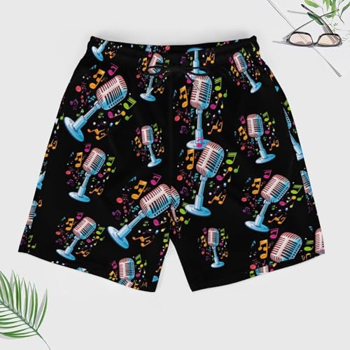 Music Microphone Mens Swim Trunks Quick Dry Beach Board Shorts with Pockets4
