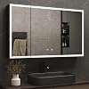 LED Mirror Cabinet 60 x 90 cm with Lighting Mirror 3 Colours Dimming Mirror Bathroom Cabinet with Anti-Fog Wall Cabinet Storage with Shelf Touch Switch