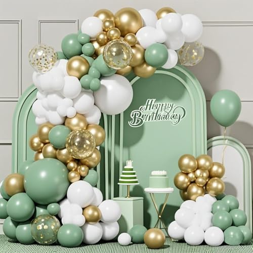 Decoração de aniversário 105 peças, arco para balões verde, tamanhos 18 12 10 5 polegadas arco balões para aniversário festa casamento graduação Baby Shower grinalda decoração kit