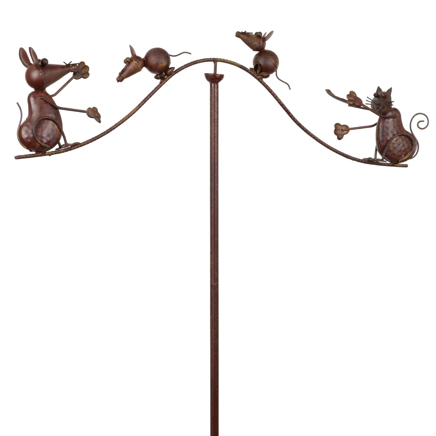 Moritz Gartenstecker Katze mit Mäusen 157 cm – Balance Pendel Metall Deko