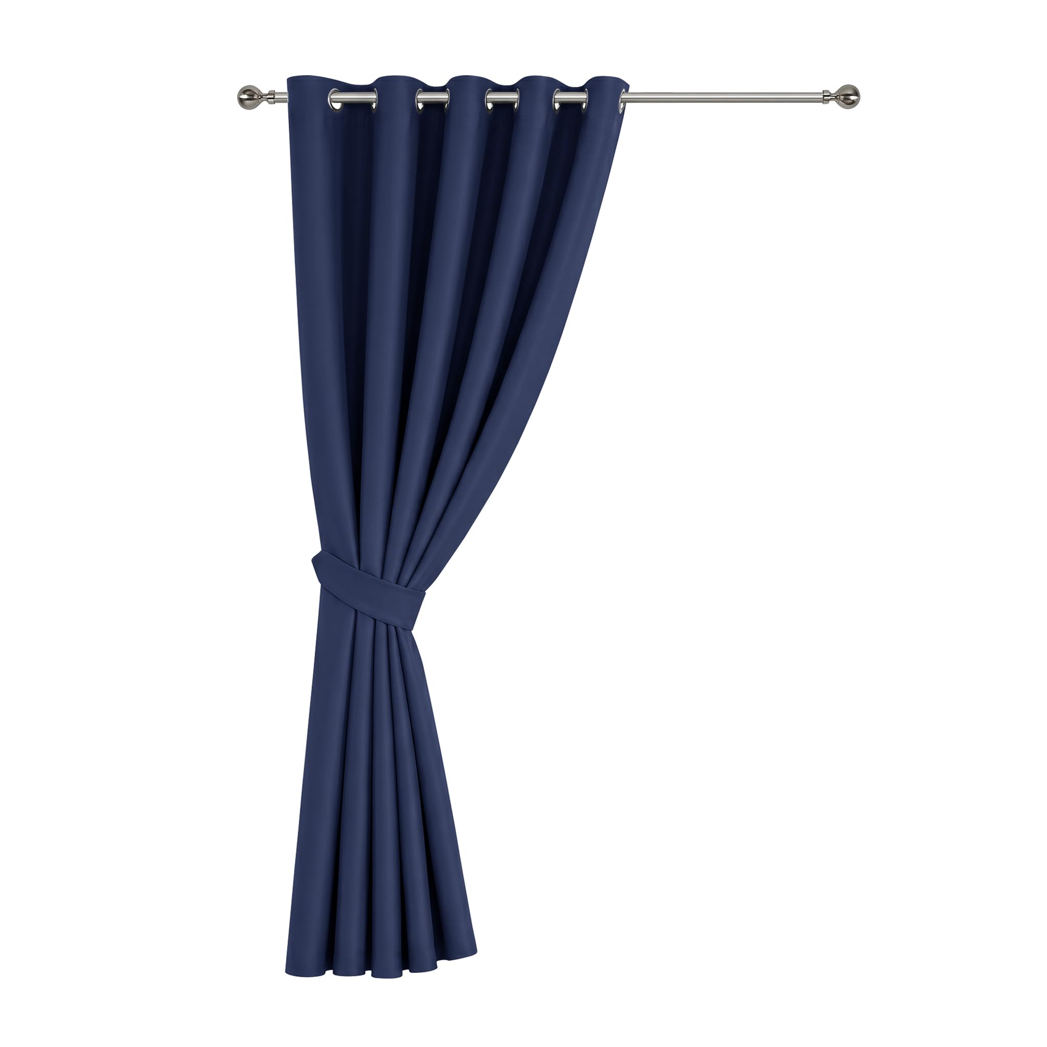 Oxford Homeware Navy Eyelet Blackout Curtains For Living Room 66X84 Inch Curtain For Bedroom Privacy Protection Door Curtain Single Panel With Matching Tieback
