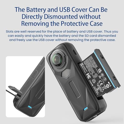 Image of Action Pro Silicone Protective Case Cover with Lens Cap Compatible with Insta360 X5 Action Camera | Shockproof, Scratch Resistant (Black)