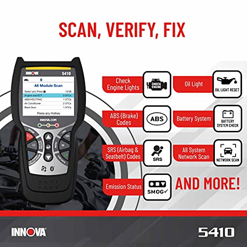 Innova 5410 All-System OBD2 Scanner Diagnostic Tool for Cars & Trucks â Automotive Scan Tools for Engine, ABS, SRS & Transmission, Bluetooth Compatible with America’s Top Car Repair App
