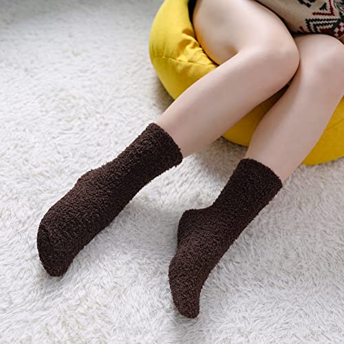 Image of LINEMIN Womens Fuzzy Socks Cozy Fluffy Winter Warm Slipper Socks Microfiber Soft Home Sleeping Socks