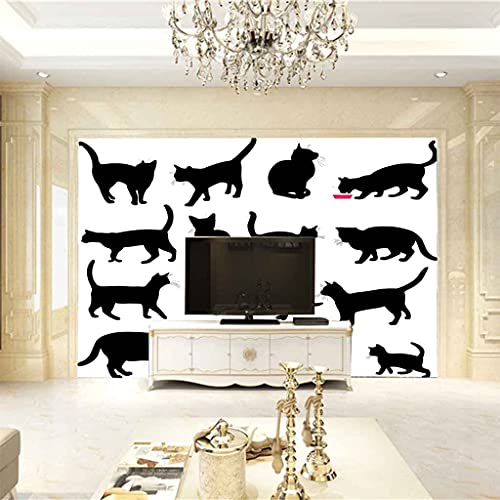 Papier Peint Panoramique 3D Chat Noir : Relooking Mural Facile