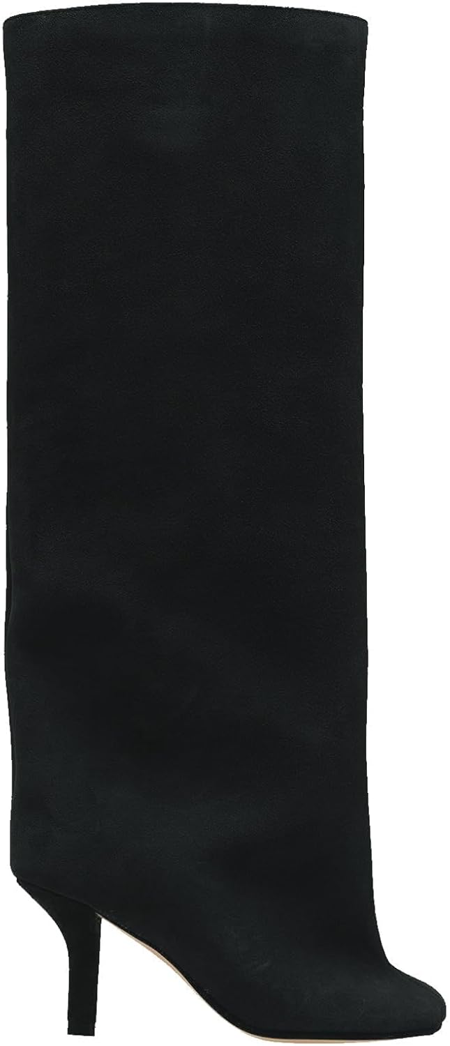 Knee High Boots Wide Calf Women Long Suede Square Toe Bootie Tall Cute Slouchy Fashion Boots Ladies Fall Booties - Image 4