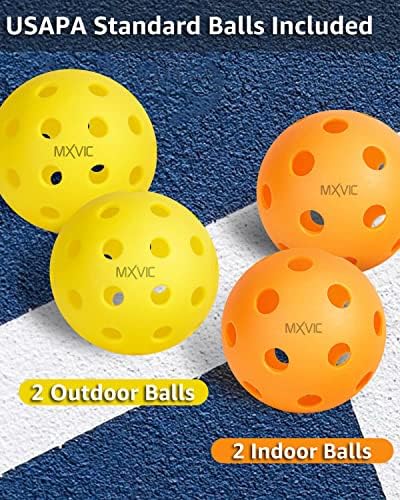 Pickleball-Paddles-Set of 2 or 4 with Balls, Pickleball Bag or Backpack | Fiberglass Pickle-Ball Rackets for Adults, Kids, Men, Women | MXVIC Pickle-Ball Equipment and Accessories by USAPA Standard 8 51fKkaQ++RL. AC