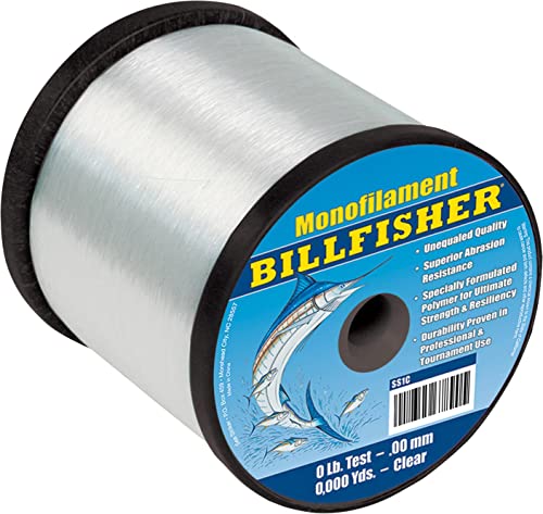 Billfisher Spool Clear 1 lb. Monofilament Fishing Line | High Abrasion Resistance | Superior Construction | Soft & Flexible | Smallest Diameter Monofilament for Fishing