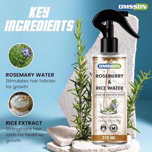 Image of Rosemary And Rice Water Hair Spray for Hair Growth and Hair Fall Control | Natural Hair Tonic for Strong, Shiny & Healthy Hair | Suitable for Men & Women- 310 ml