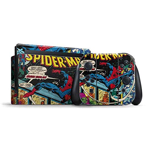 Gaming Skin Compatible with Nintendo Switch Bundle - Officially Licensed Marvel/Disney Marvel Comics Spiderman Design
