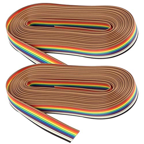 iplusmile Cable Arcoiris de 2 Rollos - 10 Pines Idc Cable Arco Iris Cable de Puente de Cable Plano para Pc Computadora Portátil Módulo Electrónico (5 M / Rollo de Colores) Cover