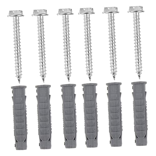 MUSISALY Carbon Steel Screw Steel Drywall Anchor Kit 6pcs Plastic Ribbed Wall Anchors Self Drilling Anchor for Tv Wall Mount Corrosion Resistance