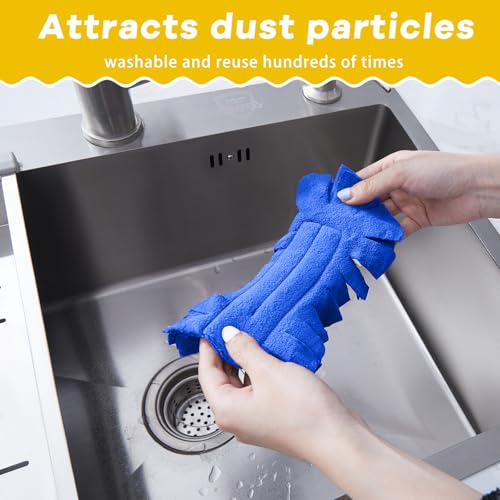 Image of Zubebe 6 Pcs Reusable Duster Refills Fleece,Blue, Yellow, Purple | Soft Polyester Fiber Flat Duster Refill Multi Surface Washable Cleaning Pad Tools for Home, Blinds, Car, Pet, Furniture, Fans