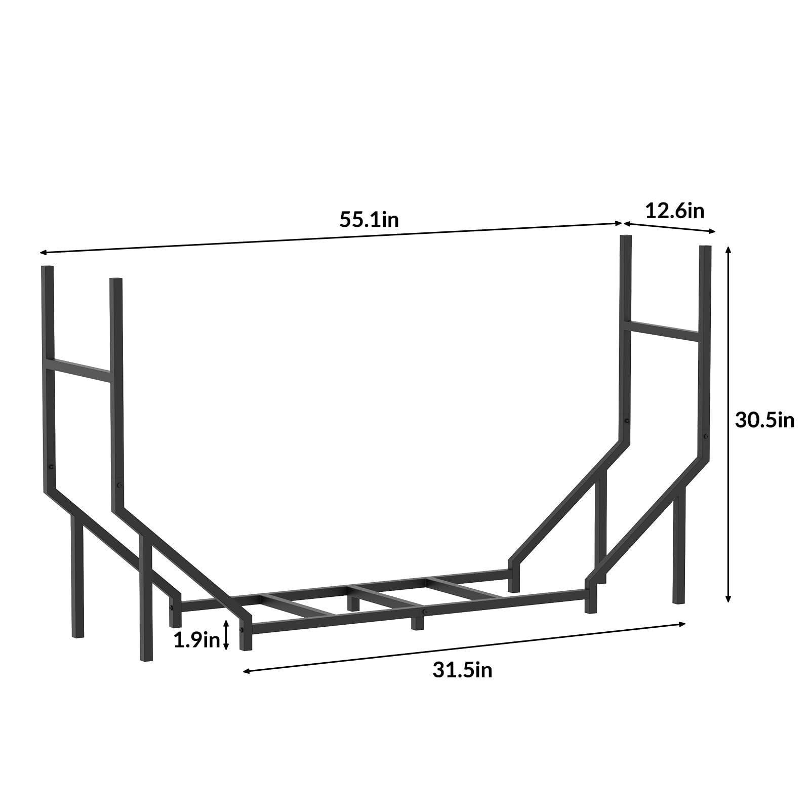 CADUKE Soporte de leña de metal de 1,4 m para leña, estantes de almacenamiento de leña resistentes para interiores y exteriores, organizador de almacenamiento de madera