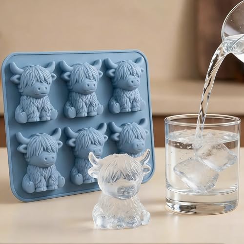 Molde de Hielo Mini Highland Cow 3D Silicona Blanca 6 Piezas miniatura 7