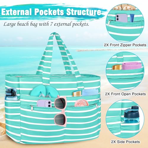 Image of HUANLANG Extra Large Beach Bag Waterproof Beach Totes Bags for Women Men,Pool Bag with Zipper Wet Pocket