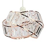 Chi-buy Shiny Ceiling Lamp Shade Modern Polished Chrome and Acrylic Transparent Beads Interwoven Ring Shade Accessories Plastic/Metal Frame Cromi (Rose Gold)