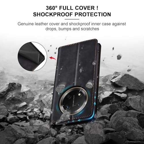 Image of Jasonyu Case for Honor Magic 7 Lite 5G Leather Wallet Flip Cover with Card Holder,Kickstand, Magnetic Closure,TPU Shockproof Phone Case (Black)
